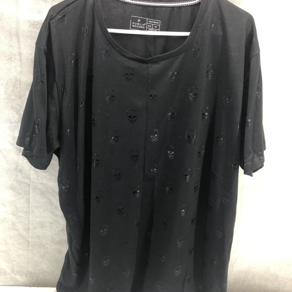 Public record‎ knitwear men's 3XL black skull monogram T-shirt short sleeve XXXL